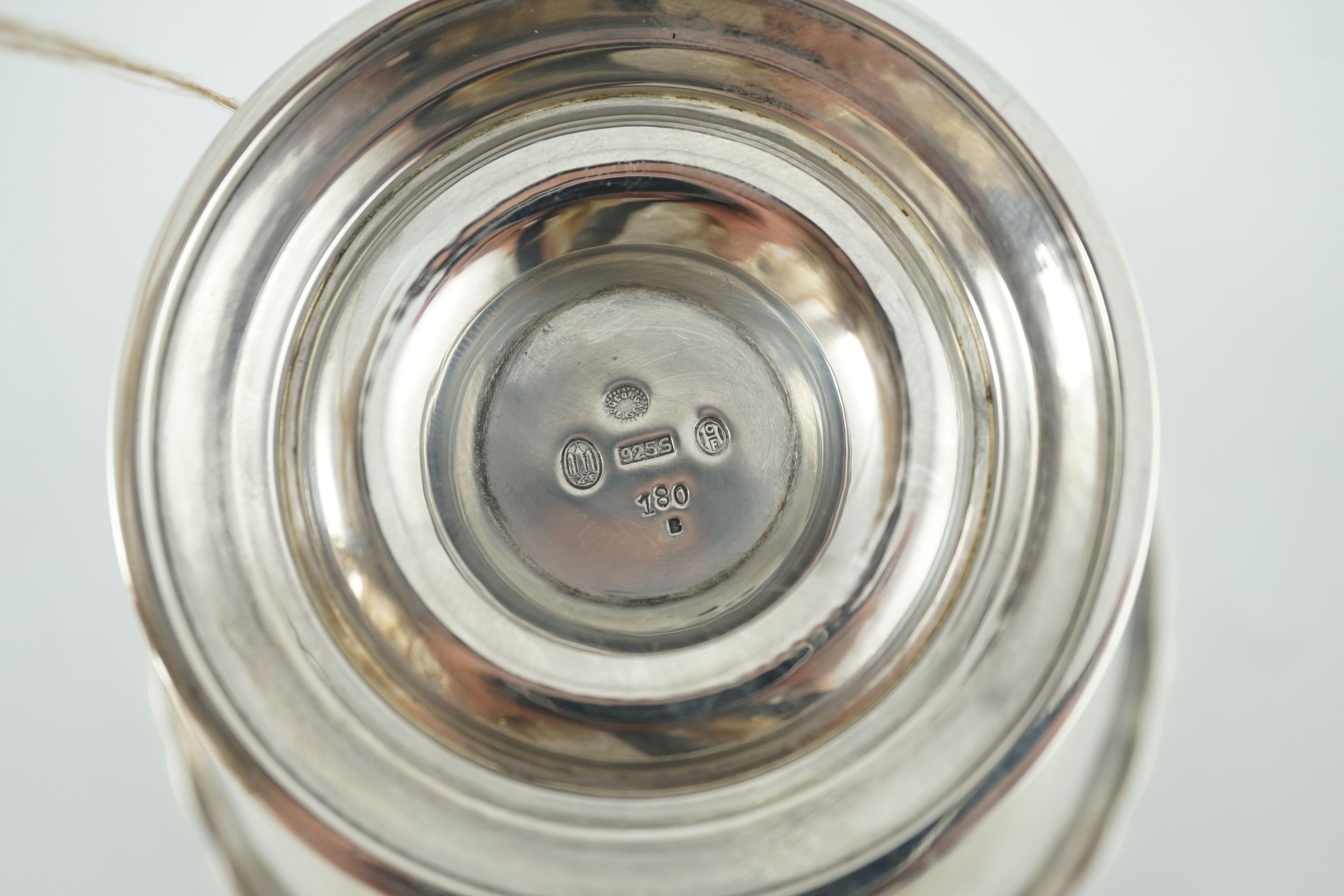 A 1920's Georg Jensen silver Louvre pattern pedestal bowl, design no. 180 B